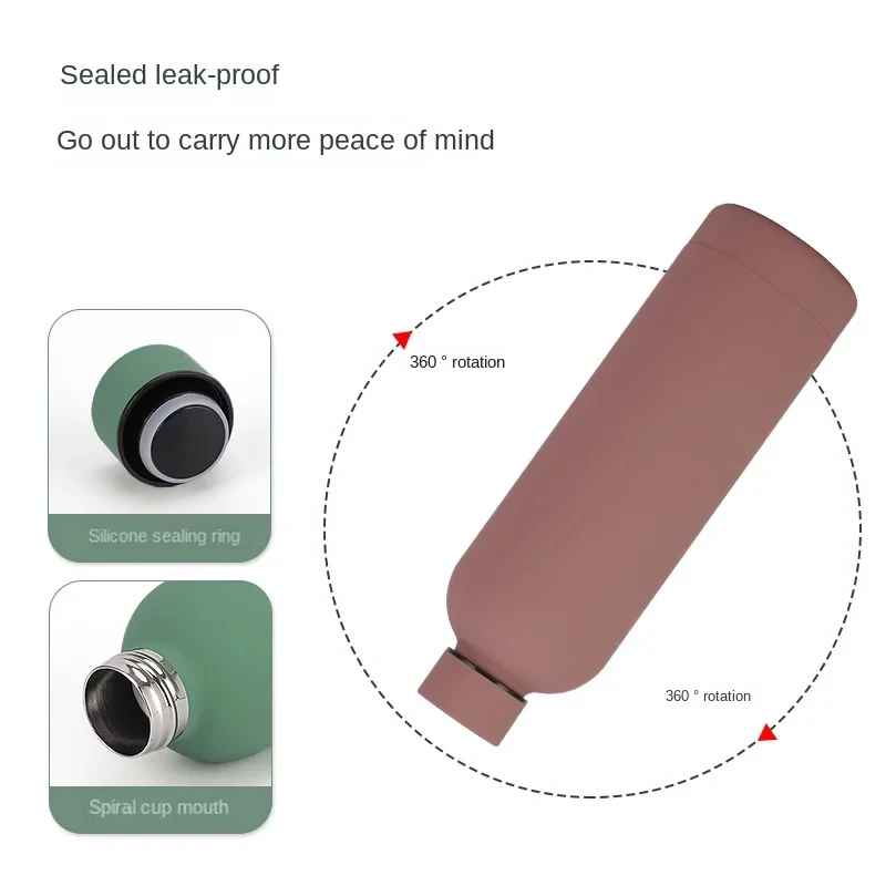 500/750/1000ML Small Mouth Thermos Cup, Outdoor Stainless Steel Bottle, Rubber Paint Sports Kettle