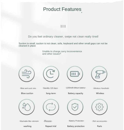 Car Vacuum Cleaner Wireless Multi-Functional Handheld Portable Car