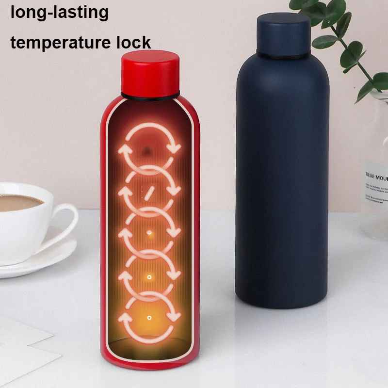 500/750/1000ML Small Mouth Thermos Cup, Outdoor Stainless Steel Bottle, Rubber Paint Sports Kettle