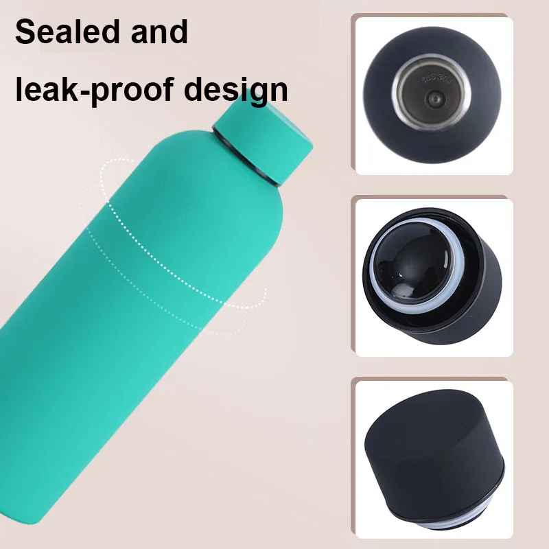 500/750/1000ML Small Mouth Thermos Cup, Outdoor Stainless Steel Bottle, Rubber Paint Sports Kettle