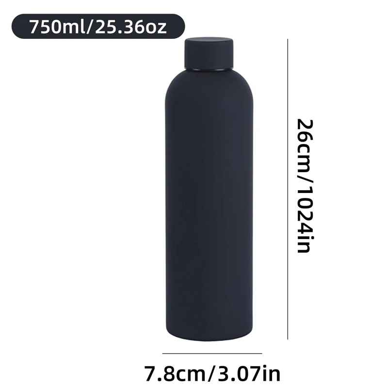 500/750/1000ML Small Mouth Thermos Cup, Outdoor Stainless Steel Bottle, Rubber Paint Sports Kettle