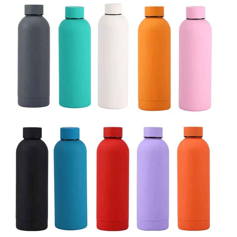 500/750/1000ML Small Mouth Thermos Cup, Outdoor Stainless Steel Bottle, Rubber Paint Sports Kettle